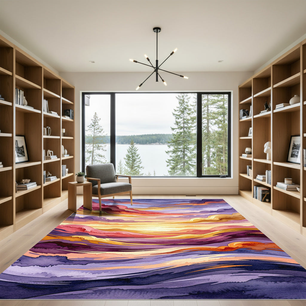 Ethereal Sunset Gradient Abstract Wave Rug
