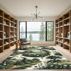 Whimsical Countryside Wildflower Meadow Landscape Rug
