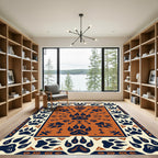 Earthy Orange Tribal Paw Arrow Rug