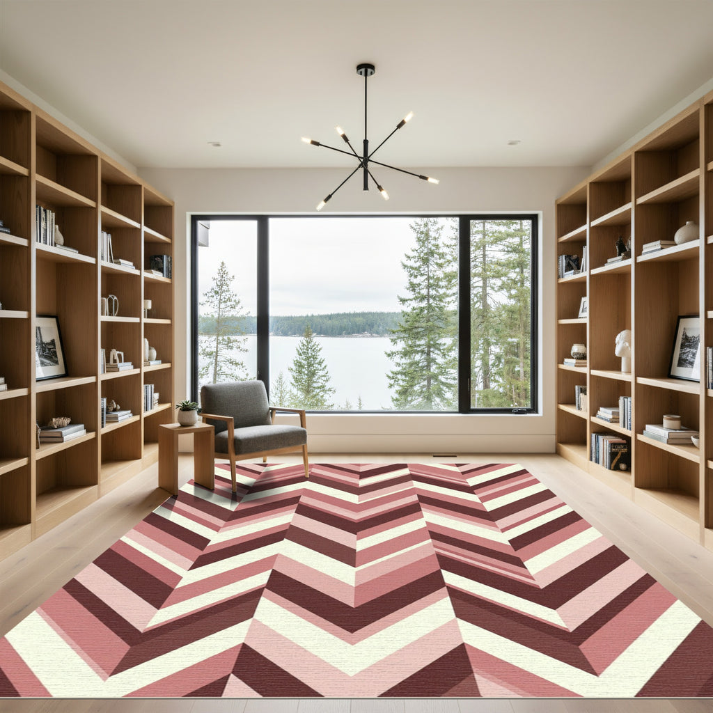 Rose Chevron Stripe Composition Rug