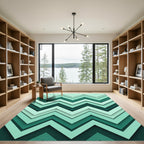 Teal Layered Chevron Zigzag Rug
