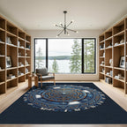 Distressed Denim Blue Mandala Medallion Rug