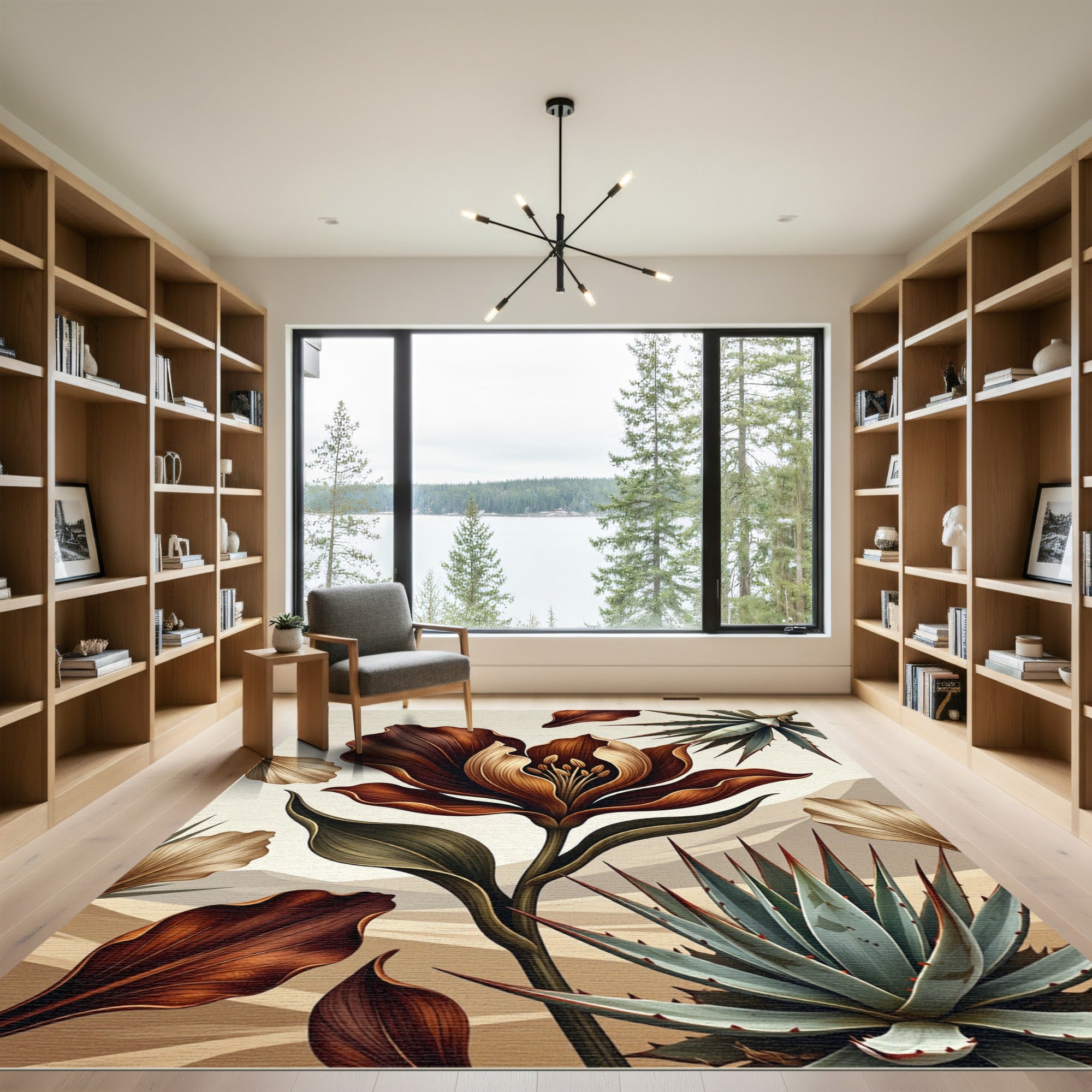 Earthy Desert Bloom with Sharp Agave Rug