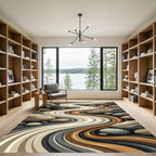 Abstract Earth Tone Zen River Rug