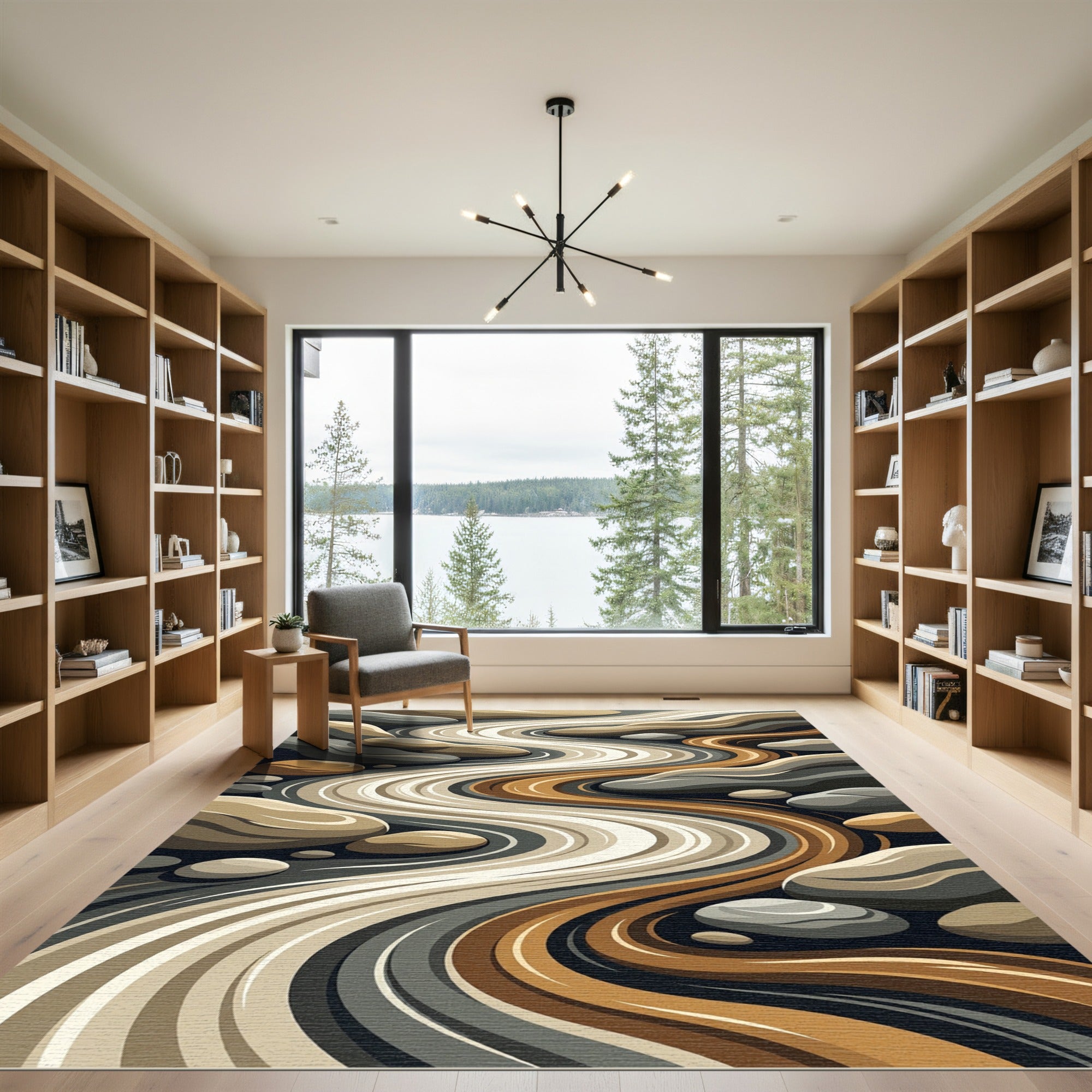 Abstract Earth Tone Zen River Rug