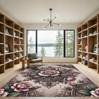 Vintage Dusty Rose Floral Filigree Medallion Rug