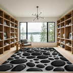 Black Pebble Scatter Composition Rug