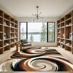 Earthy Marble Swirl Abstract Rug
