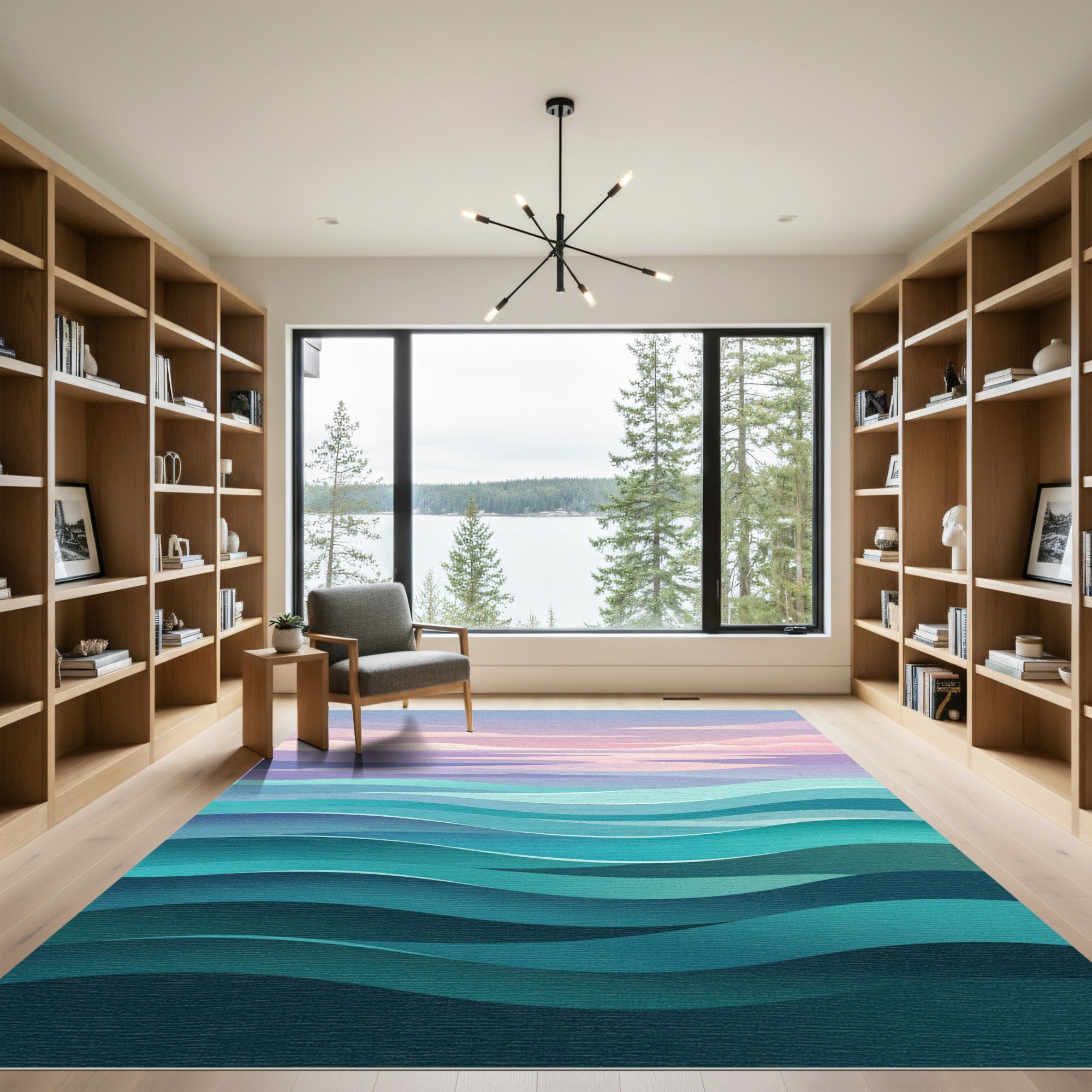 Ethereal Teal Ocean Horizon Gradient Rug