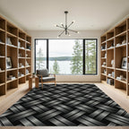 Metallic Silver Interwoven Woven Basketweave Rug