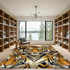 Bold Orange Black Tiger Collage Rug