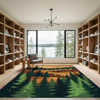 Layered Forest Pine Landscape Art Rug