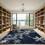 Silver Starry Snowflake Night Whimsy Rug