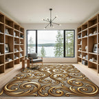 Ornate Golden Baroque Scrollwork Rug