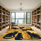 Whimsical Black Orange Cat Gathering Rug