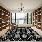 Black Gray Diamond Argyle Rug