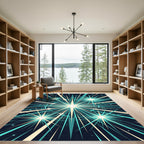 Radiant Teal Starburst Geometric Art Rug