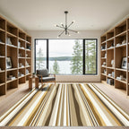 Brown Cream Wavy Vertical Bands Rug