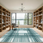 Teal Linear Geometric Structure Rug