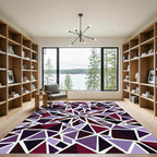 Geometric Amethyst Purple Fragmented Mosaic Rug