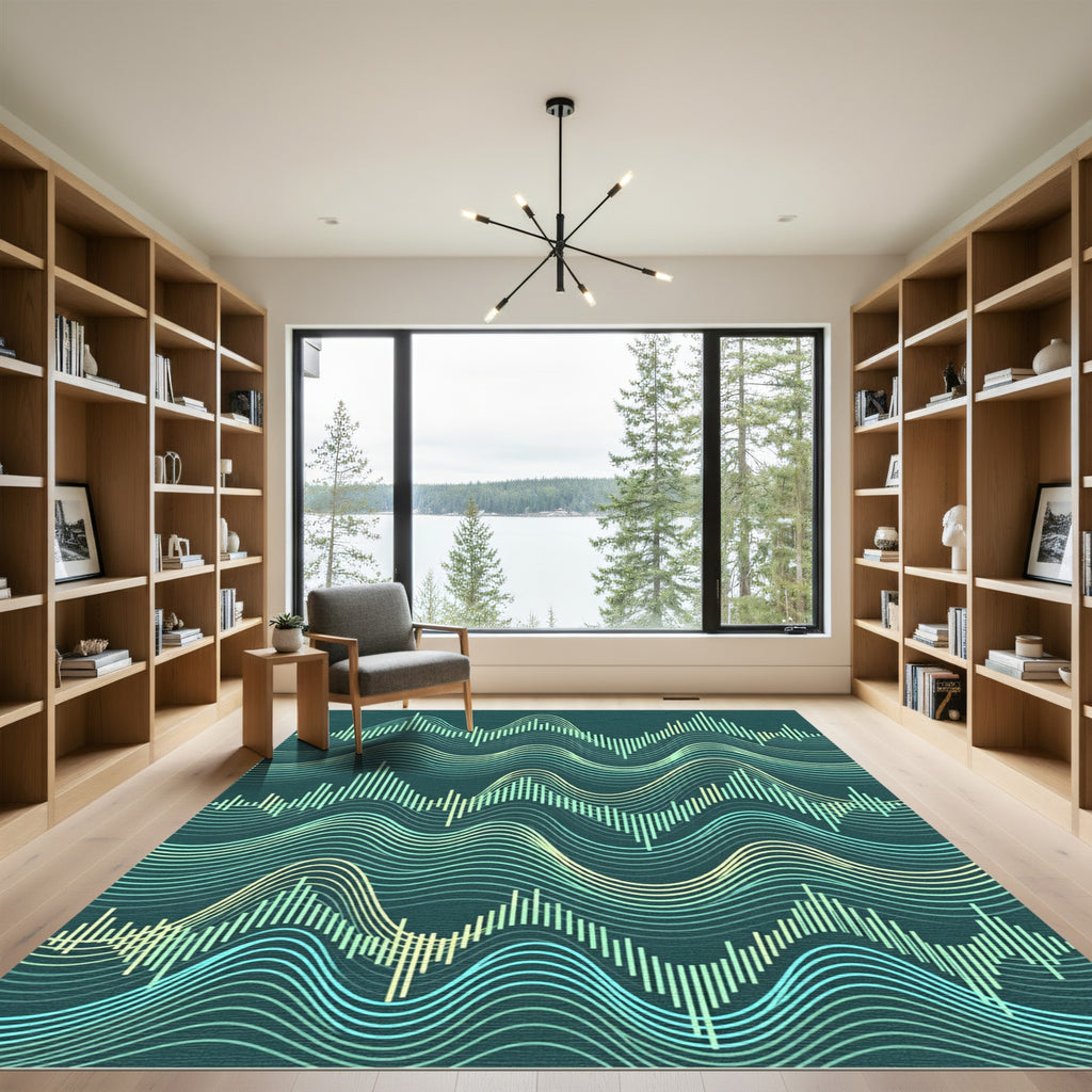 Teal Wave Sound Equalisers Rug