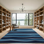 Minimalist Deep Blue Ocean Wave Rug