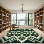 Emerald Green Tribal Diamond Zigzag Rug