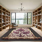 Regal Amethyst Floral Vine Scroll Rug