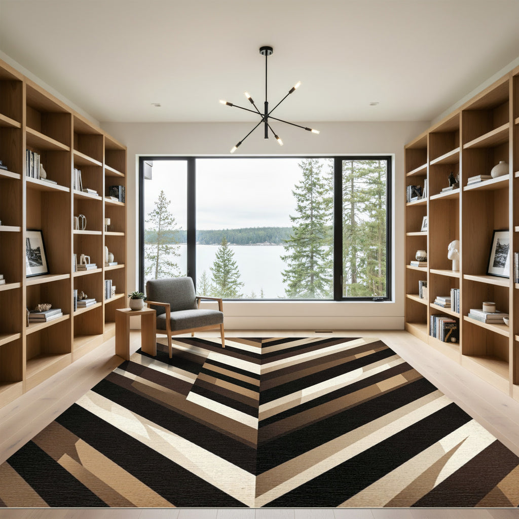 Abstract Earthy Tone Chevron Stripe Rug
