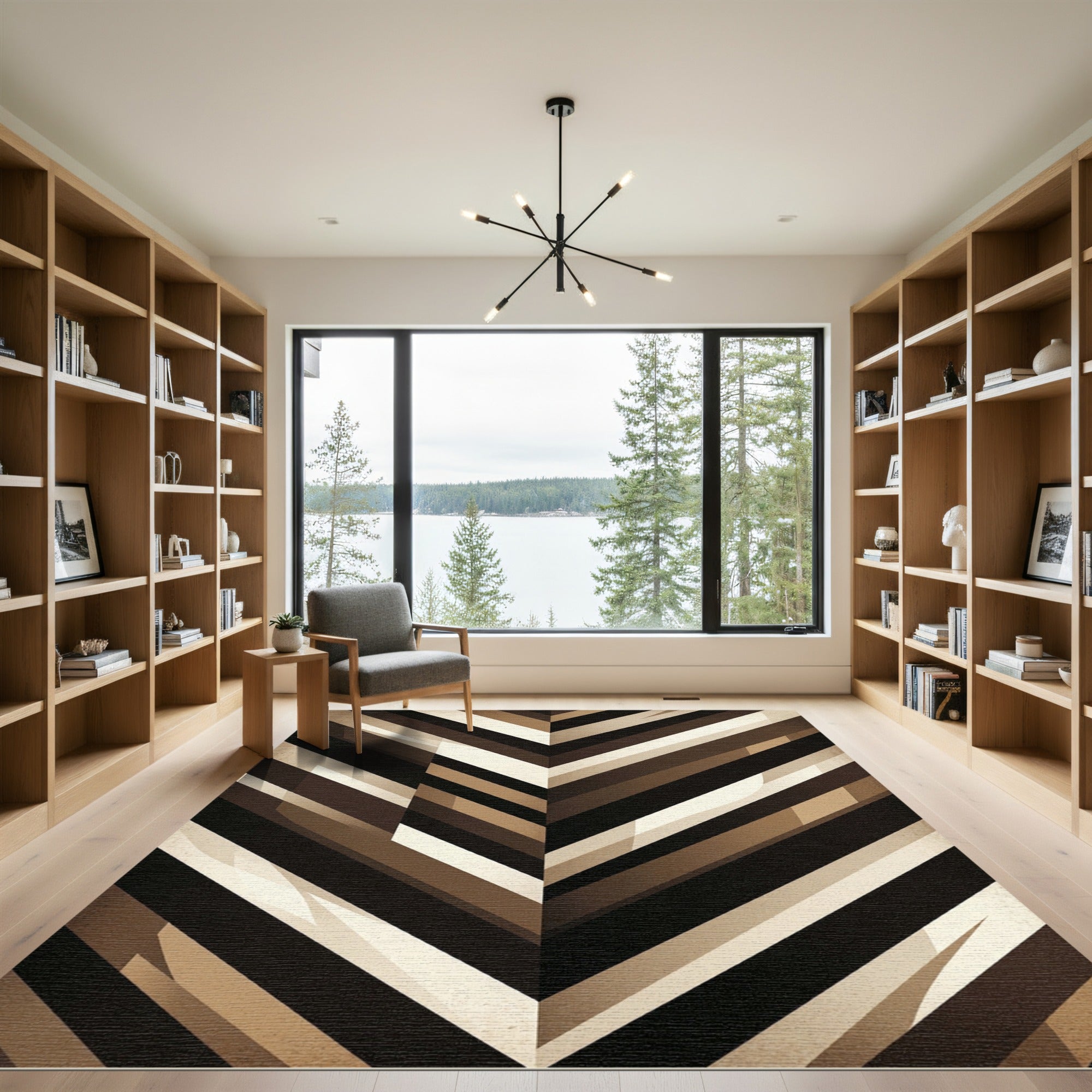 Abstract Earthy Tone Chevron Stripe Rug