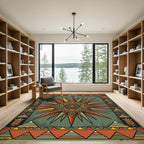 Geometric Sunburst Earthy Tone Tapestry Rug