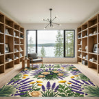 Elegant Lavender and Yellow Rose Bouquet Rug
