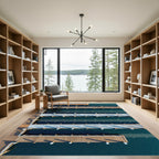 Linear Blue Dock Geometric Perspective Rug