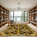 Gold and Black Ornate Medallion Rug