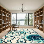 Aqua Atomic Orbital Swirl Rug