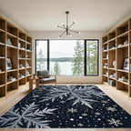 Ethereal Silver Snowflake Winter Sky Rug