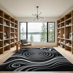 Abstract Ripples Waves MonochromeRug Rug