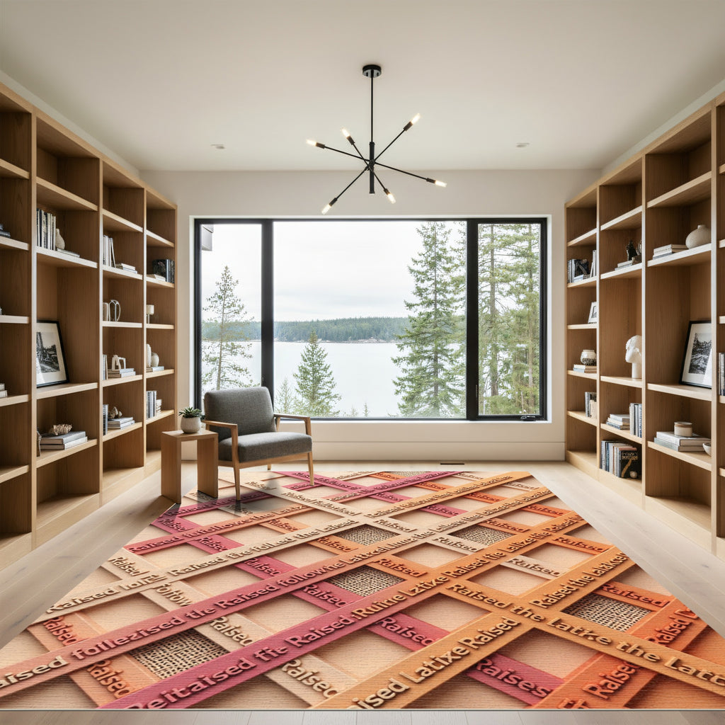 Pink Orange Lattice Texture Rug