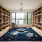 Midnight Bat Moonlit Starry Sky Rug