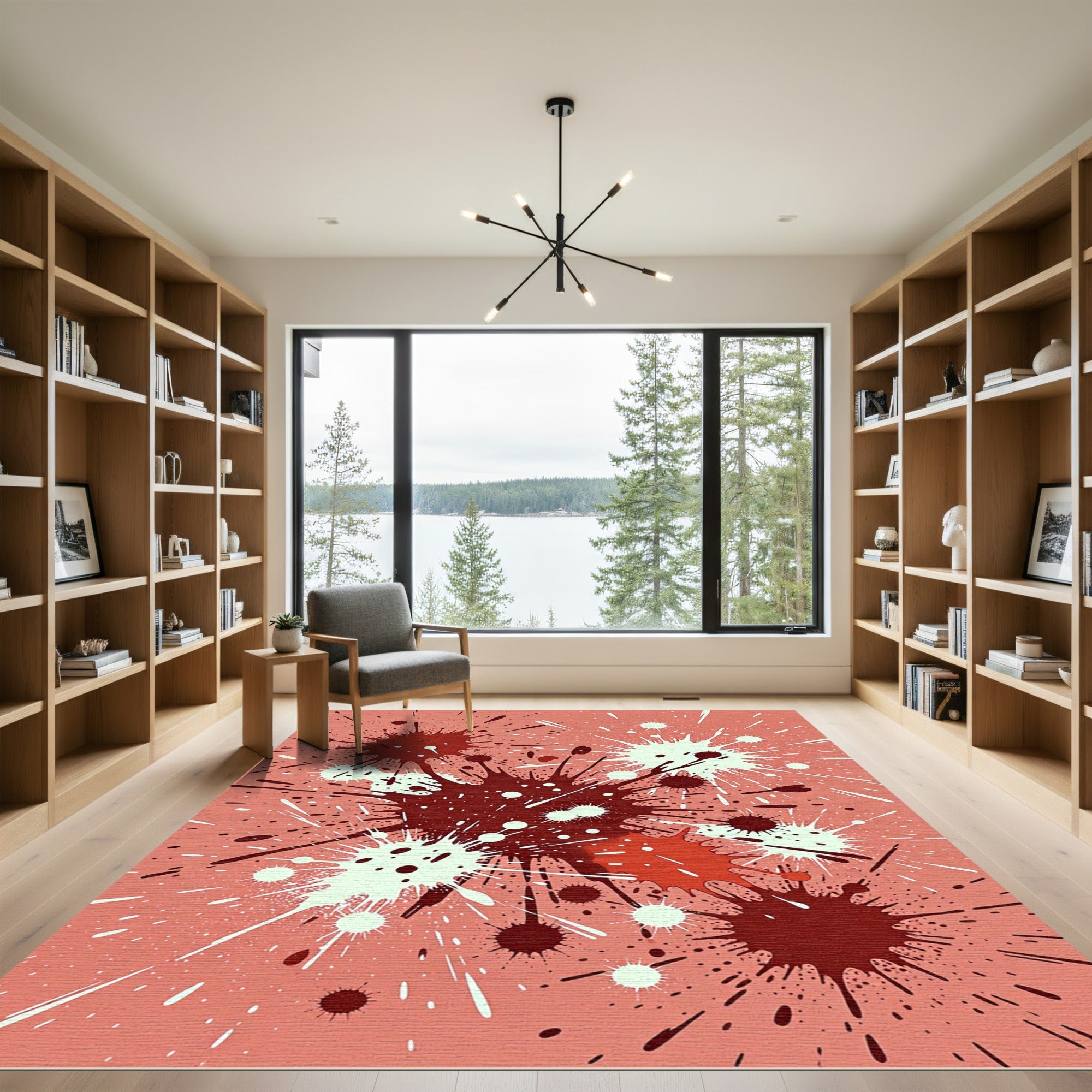 Explosive Red Crimson Splatter Splash Rug