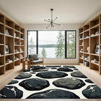 Dark Pebble Arrangement Graphic Art Rug