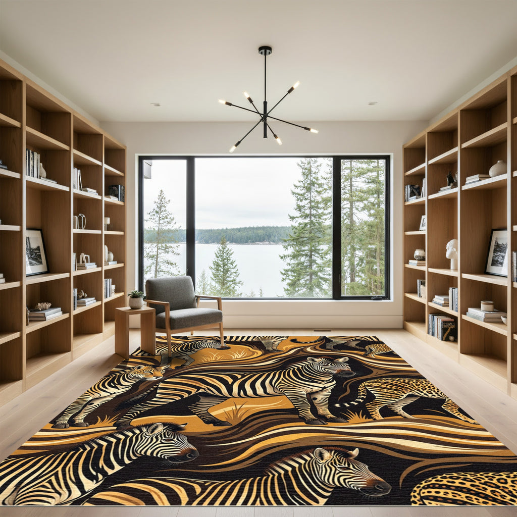 Safari Zebra and Leopard Animal Impression Rug