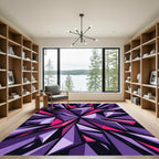 Geometric Violet and Pink Shattered Prism Rug