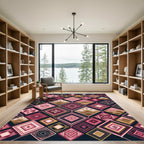 Geometric Pink Earth Tone Diamond Quilt Rug