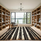 Distressed Black Vertical Stripe Rug