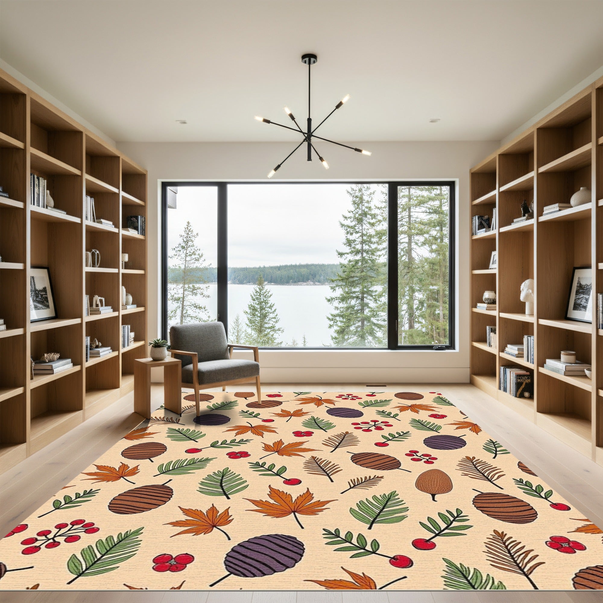 Autumn Leaves Pinecones Berries Collage Rug