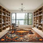 Ornate Amber Baroque Scroll Scrollwork Rug