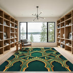 Opulent Golden Emerald Ornate Archway Rug