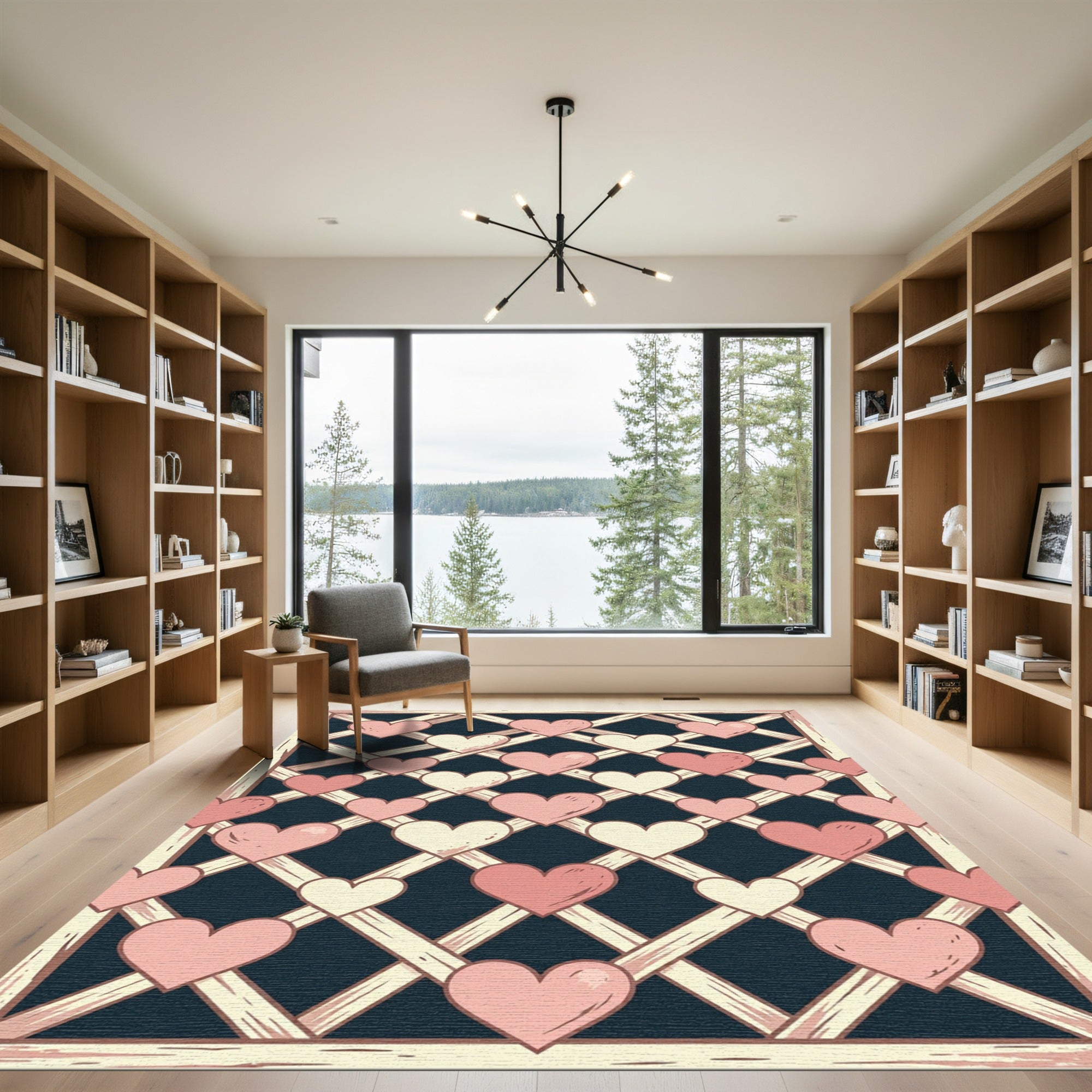 Sweet Pastel Heart Trellis Lattice Rug