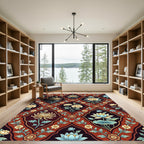 Rich Crimson Chinoiserie Floral Medallion Rug